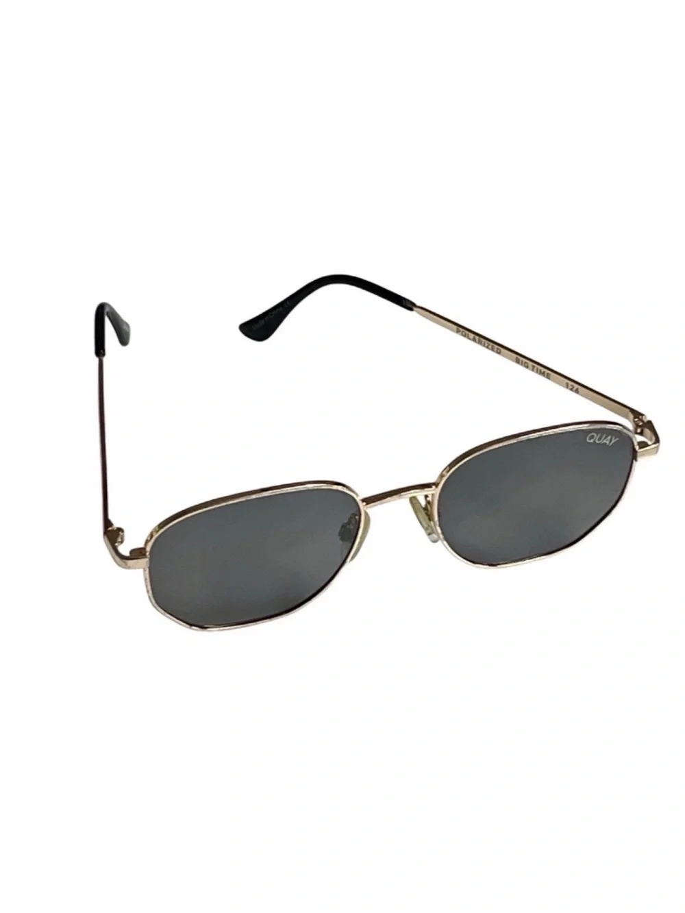 QUAY BIG TIME GOLD SMOKE GRAY POLARIZED SUNGLASSES - ONE SIZE